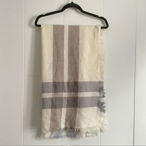 3/$45 Cream and Blue Plaid Blanket Scarf